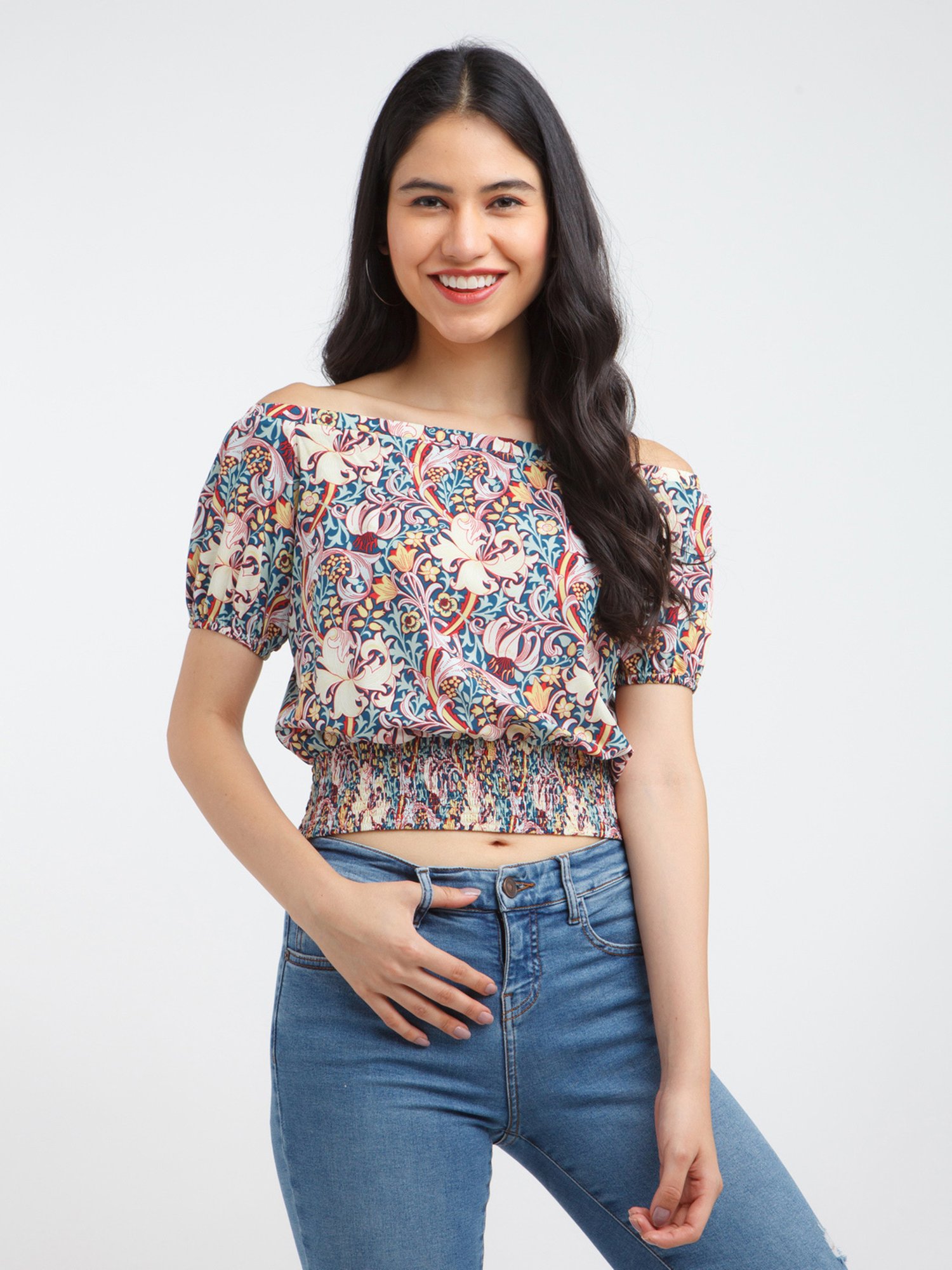 Zink London Multicolor Printed Crop Top