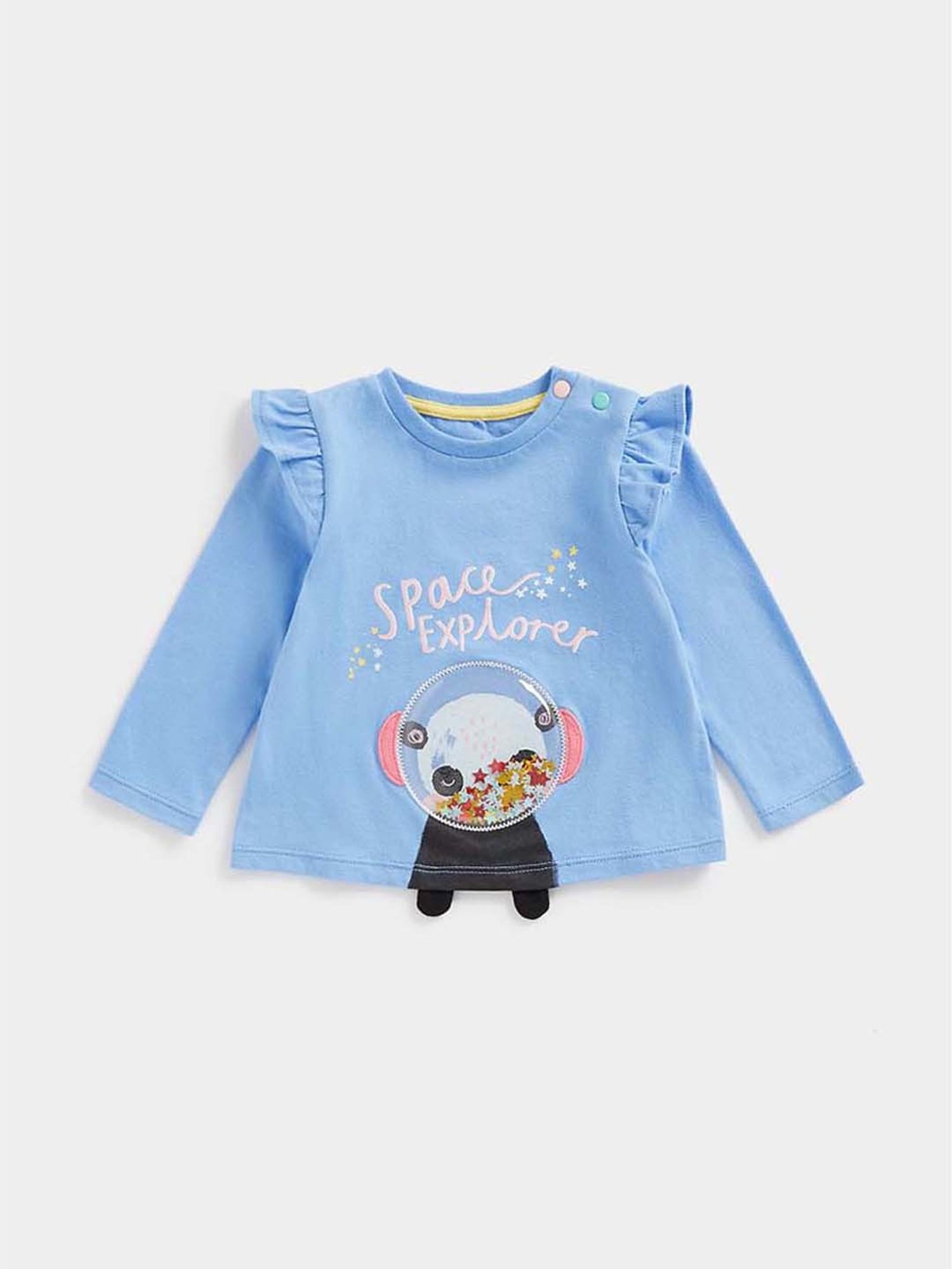 Mothercare Kids Blue Cotton Embellished Full Sleeves Top