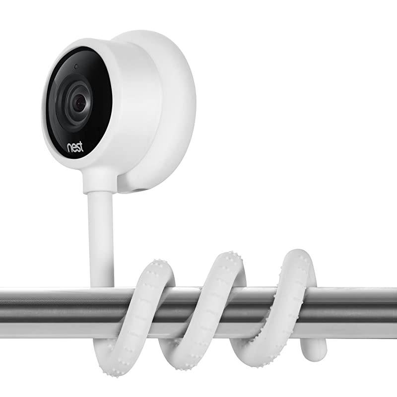 Versatile Twist Mount for Nest Cam Indoor, Flexible Gooseneck-Like Mount for Nest Indoor Camera - Attach Your Nest Cam Indoor Wherever You Like Without Tools or Wall Damage (White)