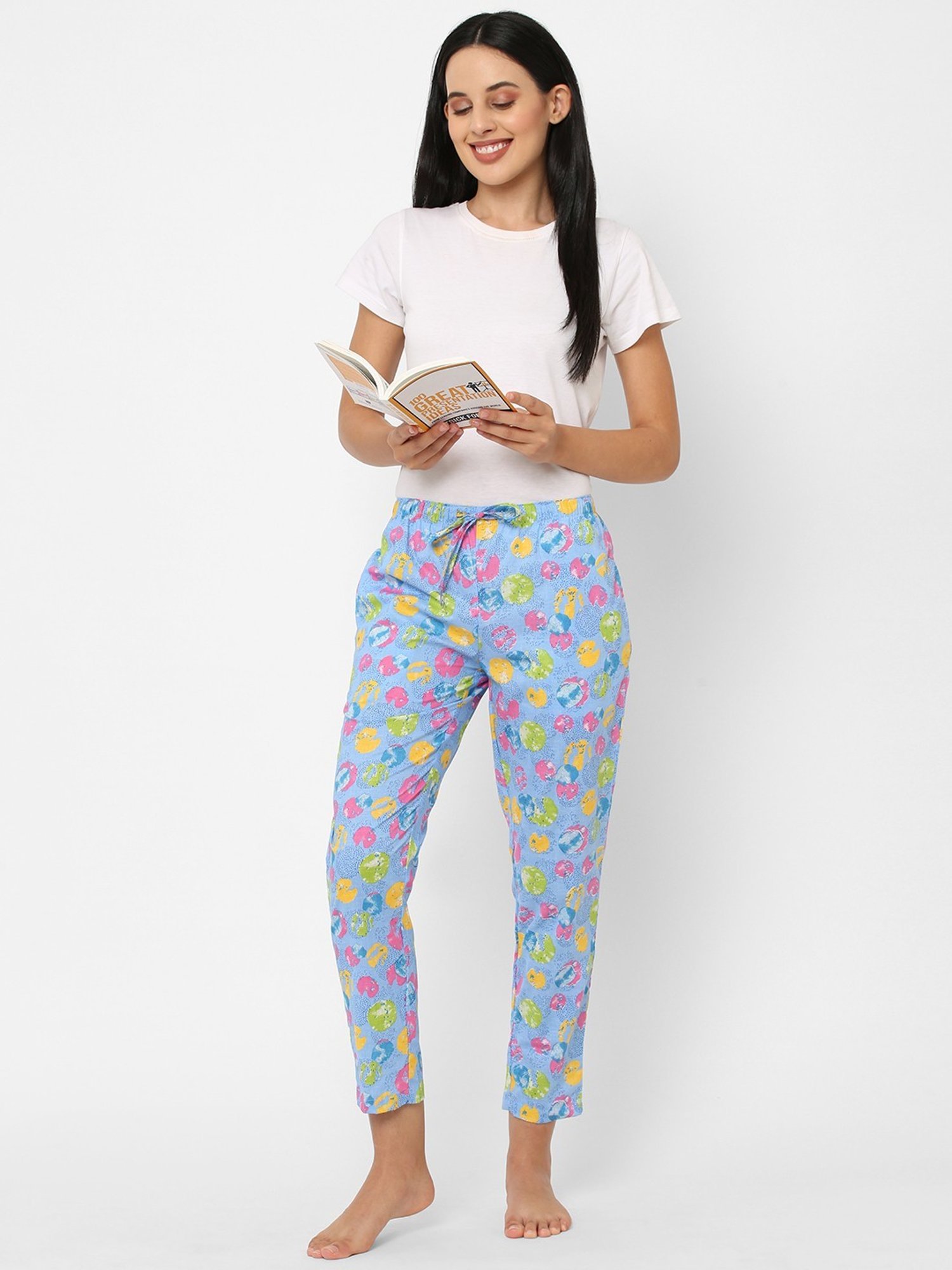 Urban Scottish Light Blue Printed Lounge Pants