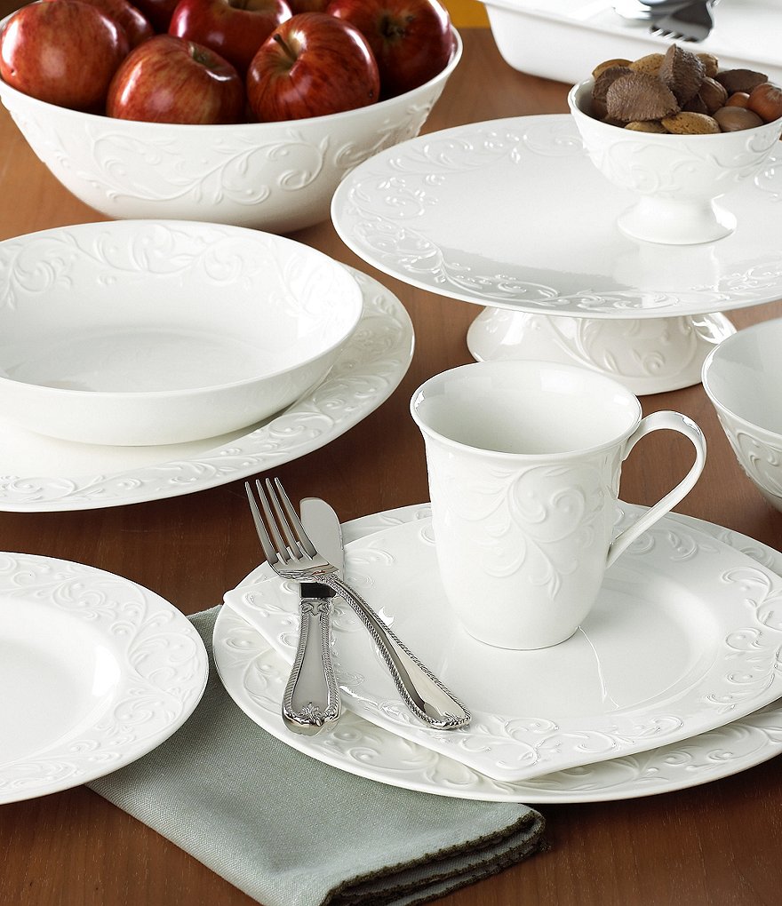 Lenox Opal Innocence Carved Scroll Porcelain 4-Piece Place Setting