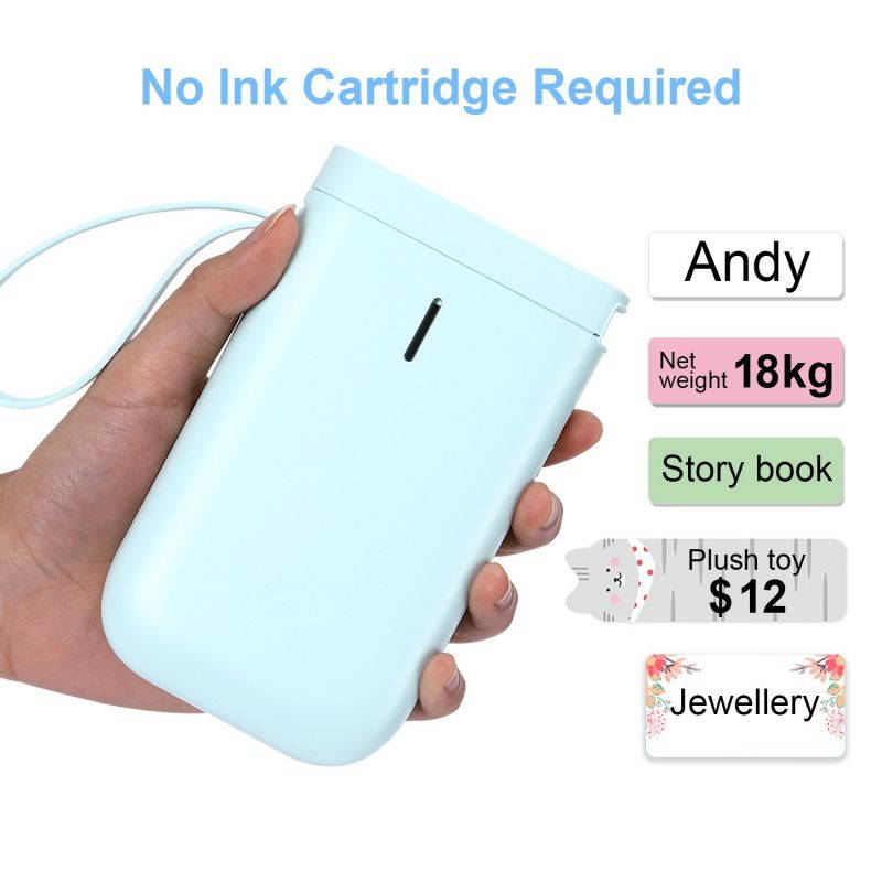 Portable Handheld Thermal Label Printer Wireless BT Label Maker Sticker Machine Compatible with iOS Android Smartphone for Home Office School Supermarket Store Labeling Barcodes