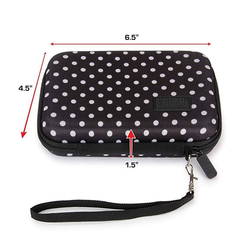 Travel Electronics Organizer 65 Inch Zipper Case with Hard Shell Case Exterior and Accessory Pocket Charger Organizer Accessory Organizer Cable Travel Organizer and More Polka Dot