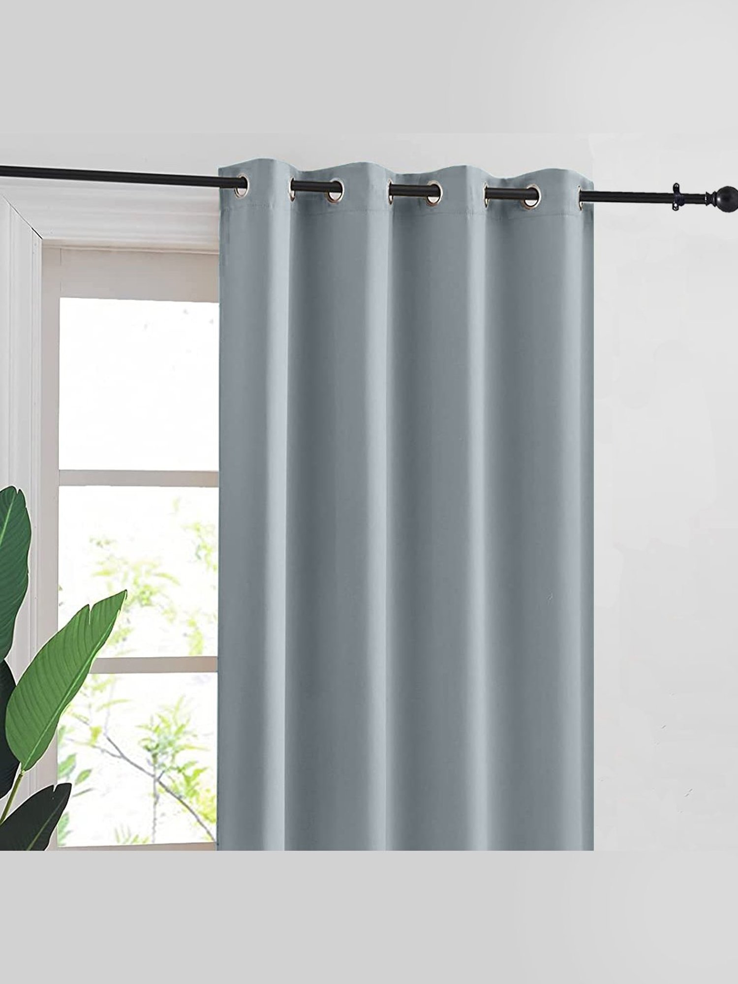 Urban Space Grey Polyester 5 ft Window Blackout Curtain