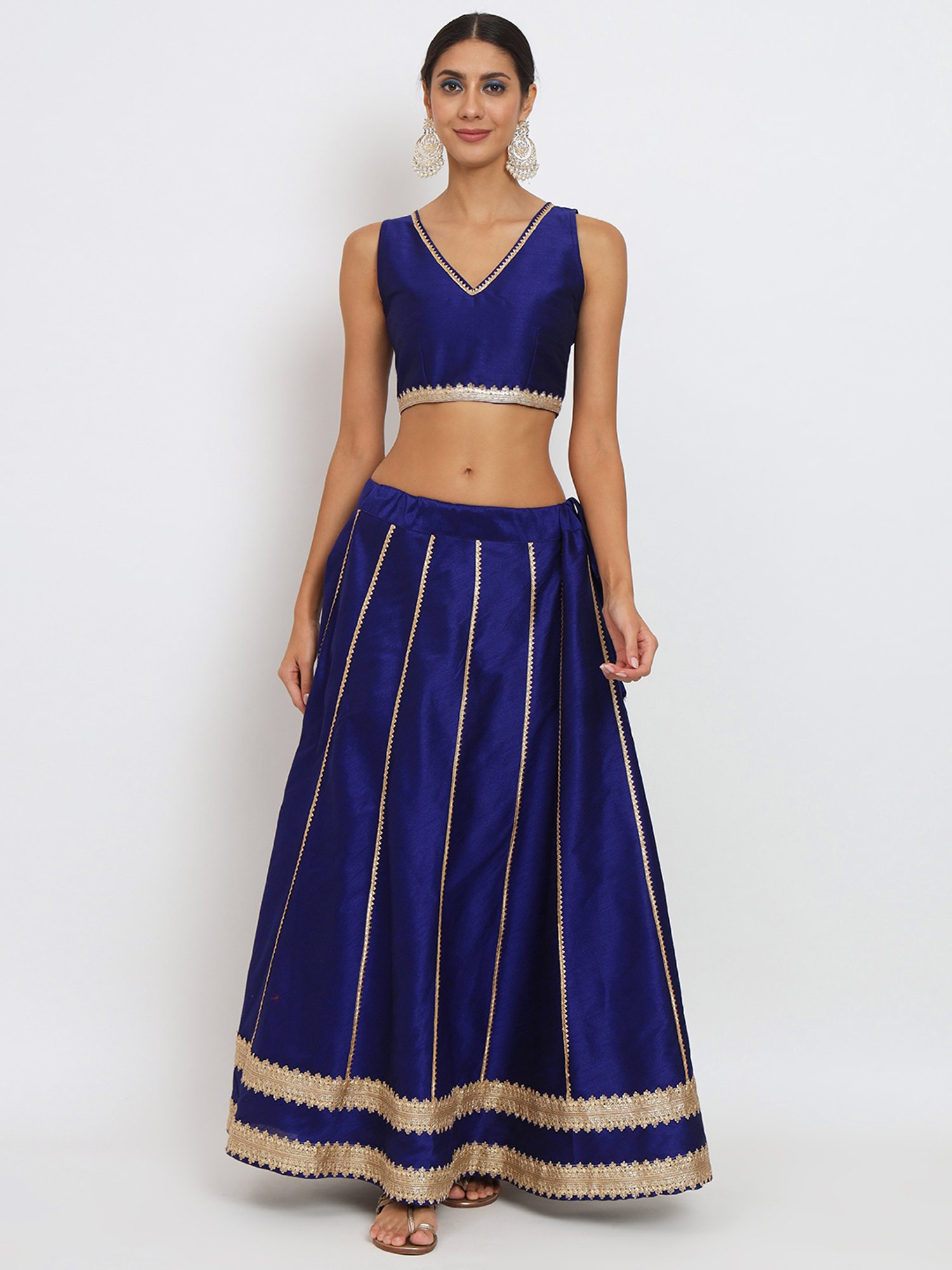 studiorasa Blue Dupion Embellished Skirt