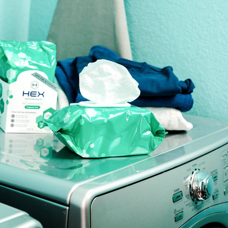 HEX Performance Fragrance Free Wet Dryer Sheets - 120ct