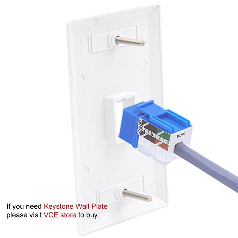 25-Pack RJ45 Cat6 Keystone Jack 90 Degree Insert, Punch Down Keystone Jack Adapter-Blue UL Listed