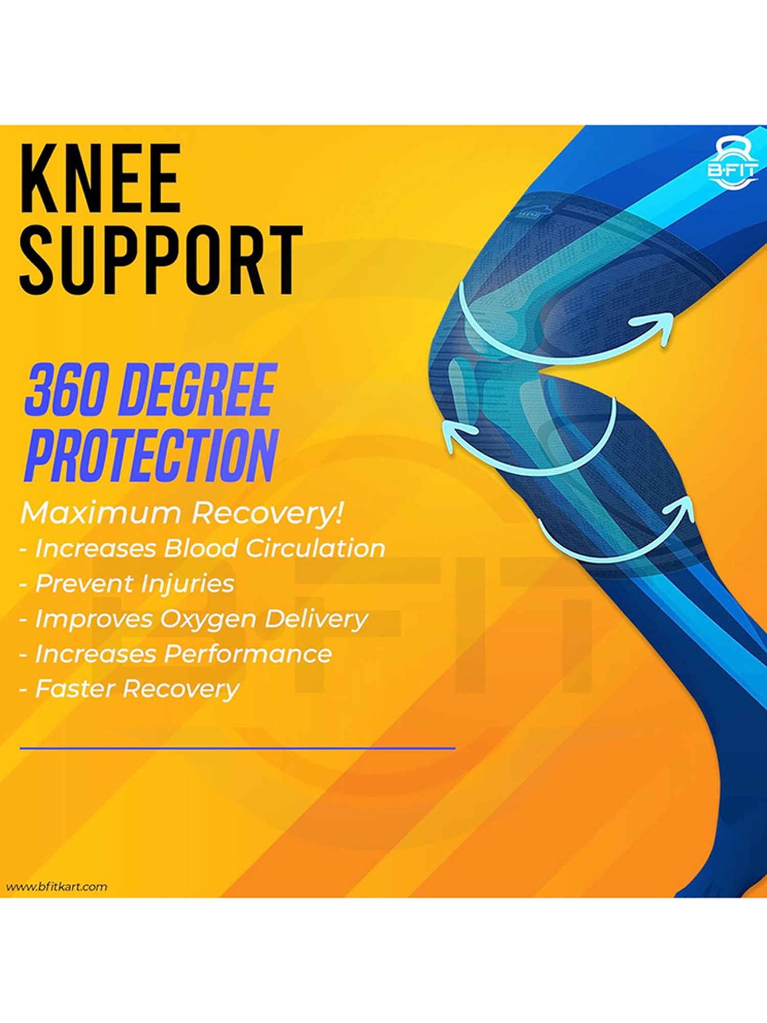 B Fit CM-01 Knee Compression Sleeve One Pair (Black)