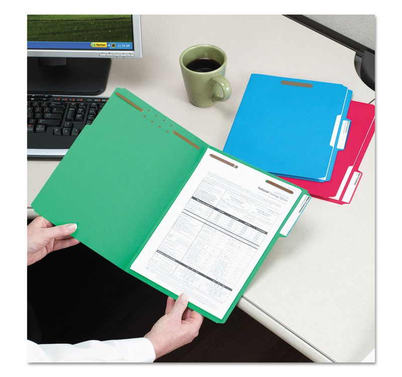 Smead Pressboard Folders with Two Pocket Dividers Legal Six-Section Red 10/Box 19079