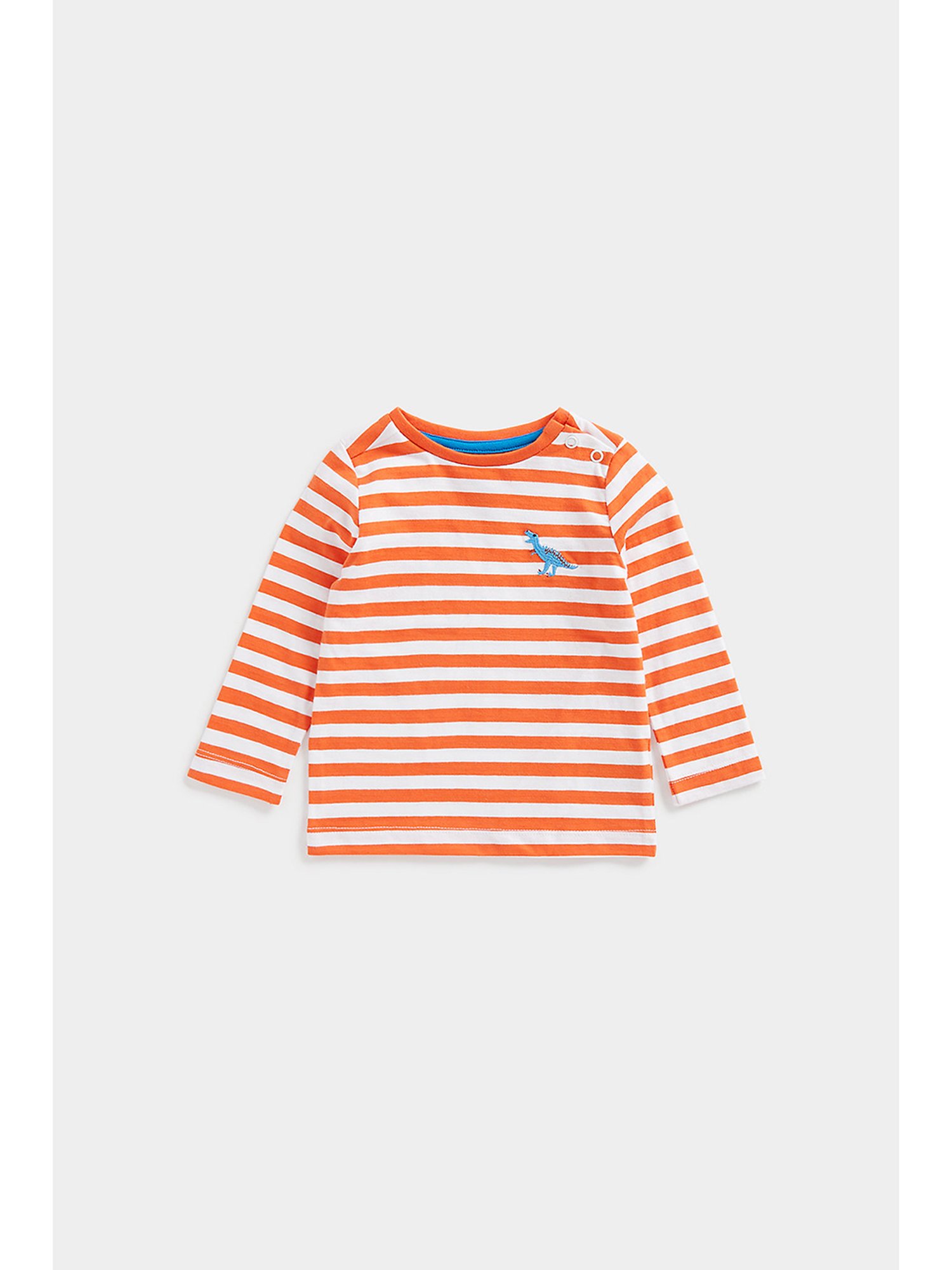 Mothercare Kids Multicolor Striped Full Sleeves T-Shirt with Dungree