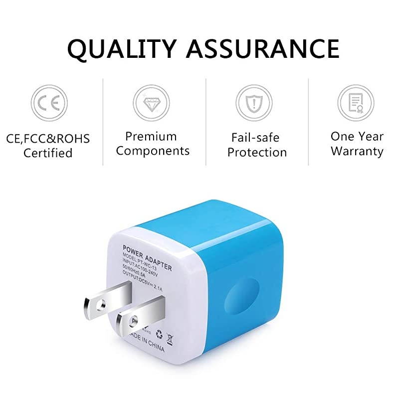 USB Wall Charger  3Pack 21A Dual Port USB Plug Power Adapter Charging Cube Replacement for iPhone X 876 Plus SE5S4SiPad iPod Samsung Android Phone and Other Charger Brick PlugBlue