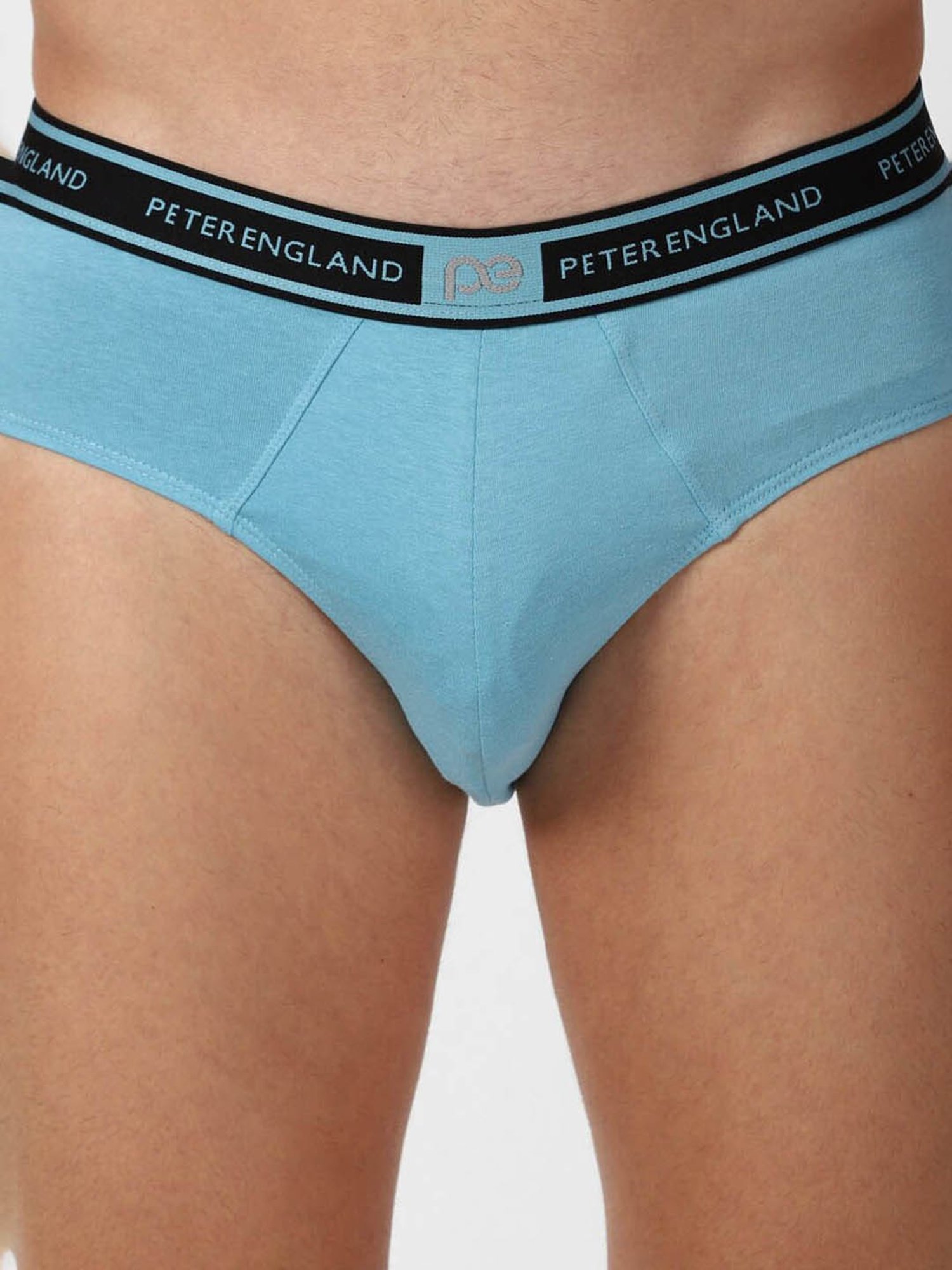 Peter England Blue Cotton Regular Fit Briefs - Pack Of 2