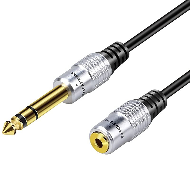 Aluminum 635mm 14 Inch Stereo Plug Male to 35mm Stereo Jack Female Socket Headphone Extension Cable 10ft