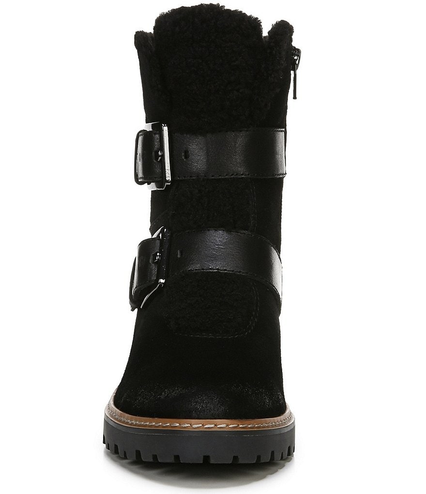 Naturalizer Tristan Suede Faux Fur Block Heel Moto Lug Sole Block Heel Booties