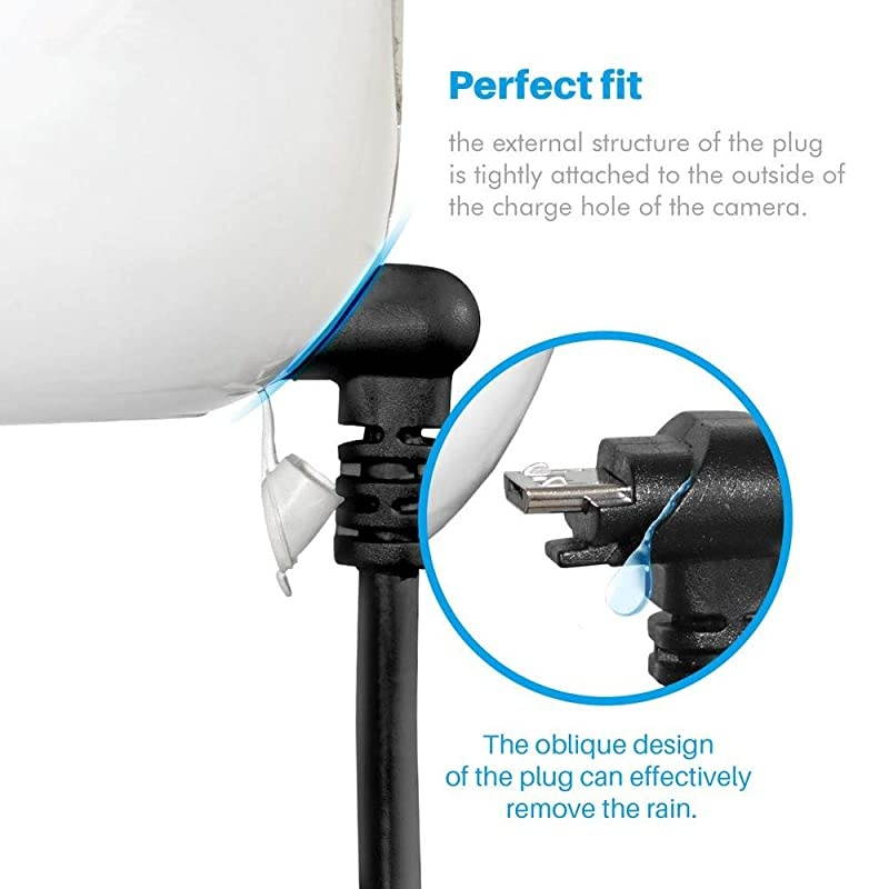 Power Cable and Charger Adapter for Arlo Pro & Pro 2 and Arlo Go [ Weatherproof Outdoor Indoor, Solved The Need to Constantly Charge Batteries ] Arlo Charging Cable, Arlo Power Cord, Black