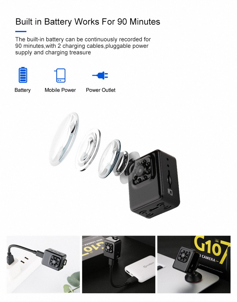 Mini Spy Hidden Camera Full HD Wireless Security Video 1080P Camera with Night Vision and Motion Detection, Portable Tiny Nanny Cam  for Car Indoor Outdoor Home