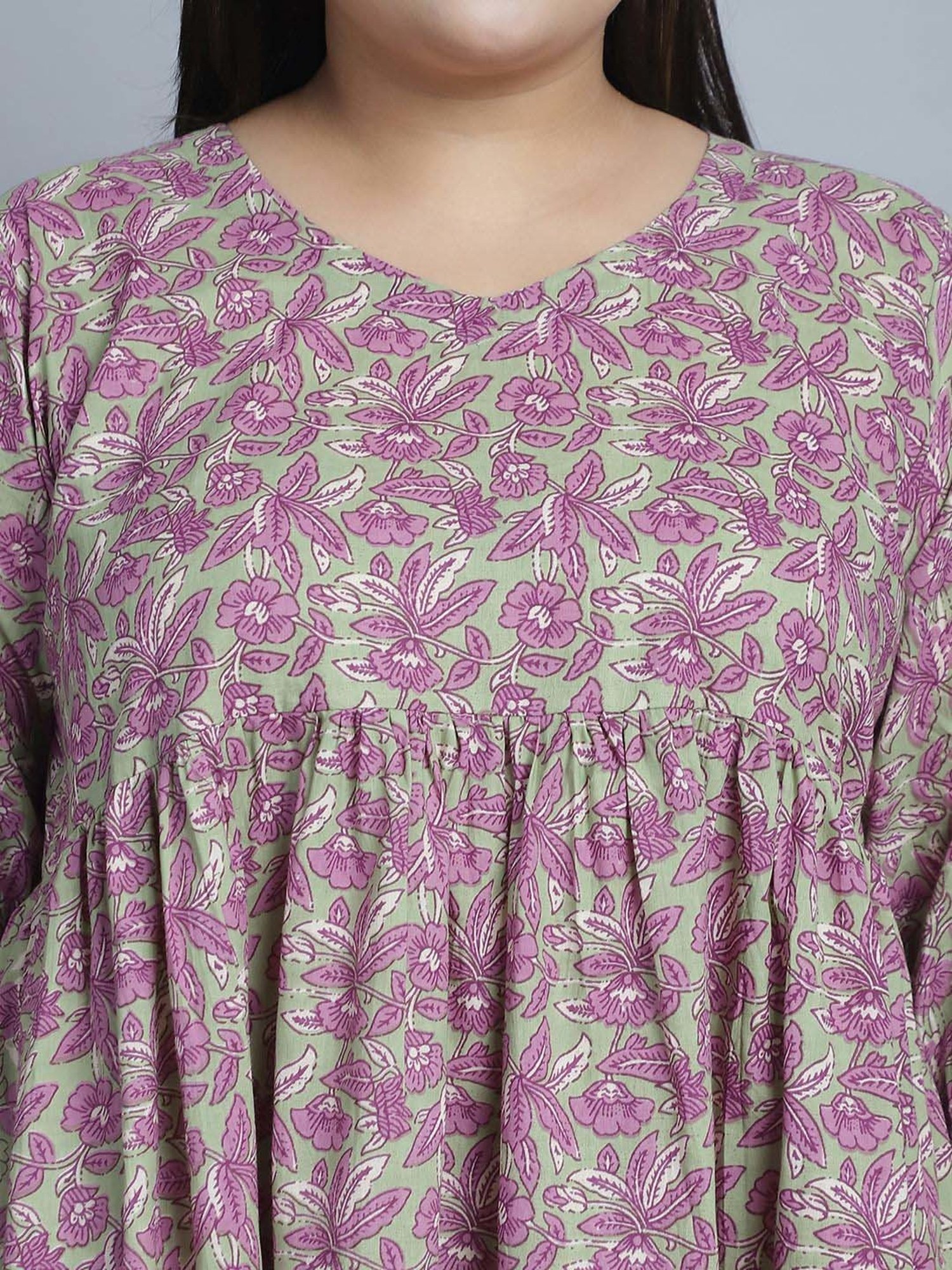 TAG 7 Green & Purple Cotton Printed Top Pyjamas Set