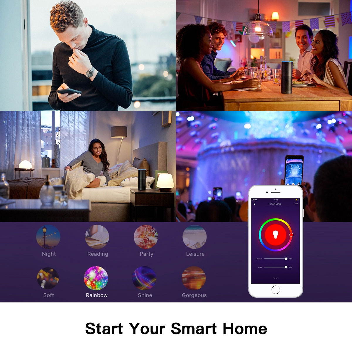 Avatar Controls Smart Wifi Light Bulbs, BR30 Dimmable LED Light Bulbs, 800 Lumen, Time Control, 9W Compatible with Alexa / Google Assistant / IFTTT, Remote Control No Hub Required, E26 Base