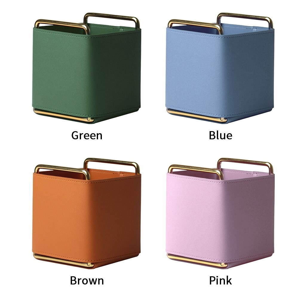 Desk Organiser Storage Gift Stand Nordic School Home Office Square For Students Leather Pen Holder Easy Clean Multifunctional