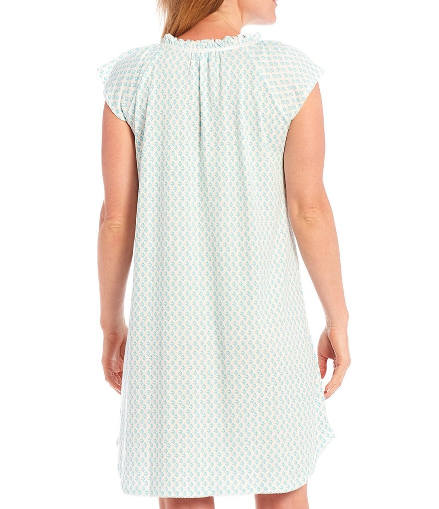 Miss Elaine Cottonessa Foulard Print Scoop Neck Short Sleeve Knit Short Nightgown