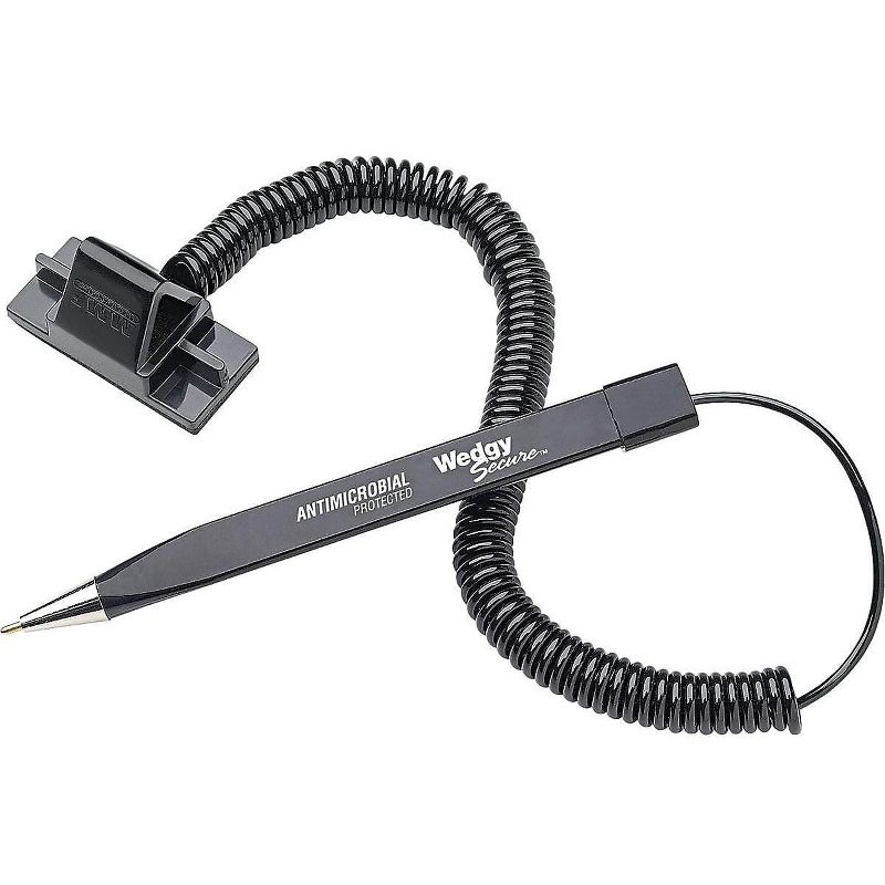 MMF Industries Wedgy Secure Ballpoint Stick Coil Pen with Scabbard Base Black Ink Fine 25828604