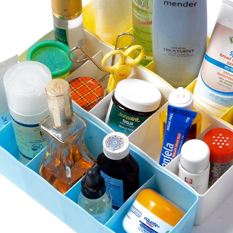 Adjustable Drawer Organizers (6 Set) with Customizable Dividers in Stackable Durable Plastic for Underwear Crafts Baby Clothes Office Bathroom & Under Sink Storage (Multicolor)