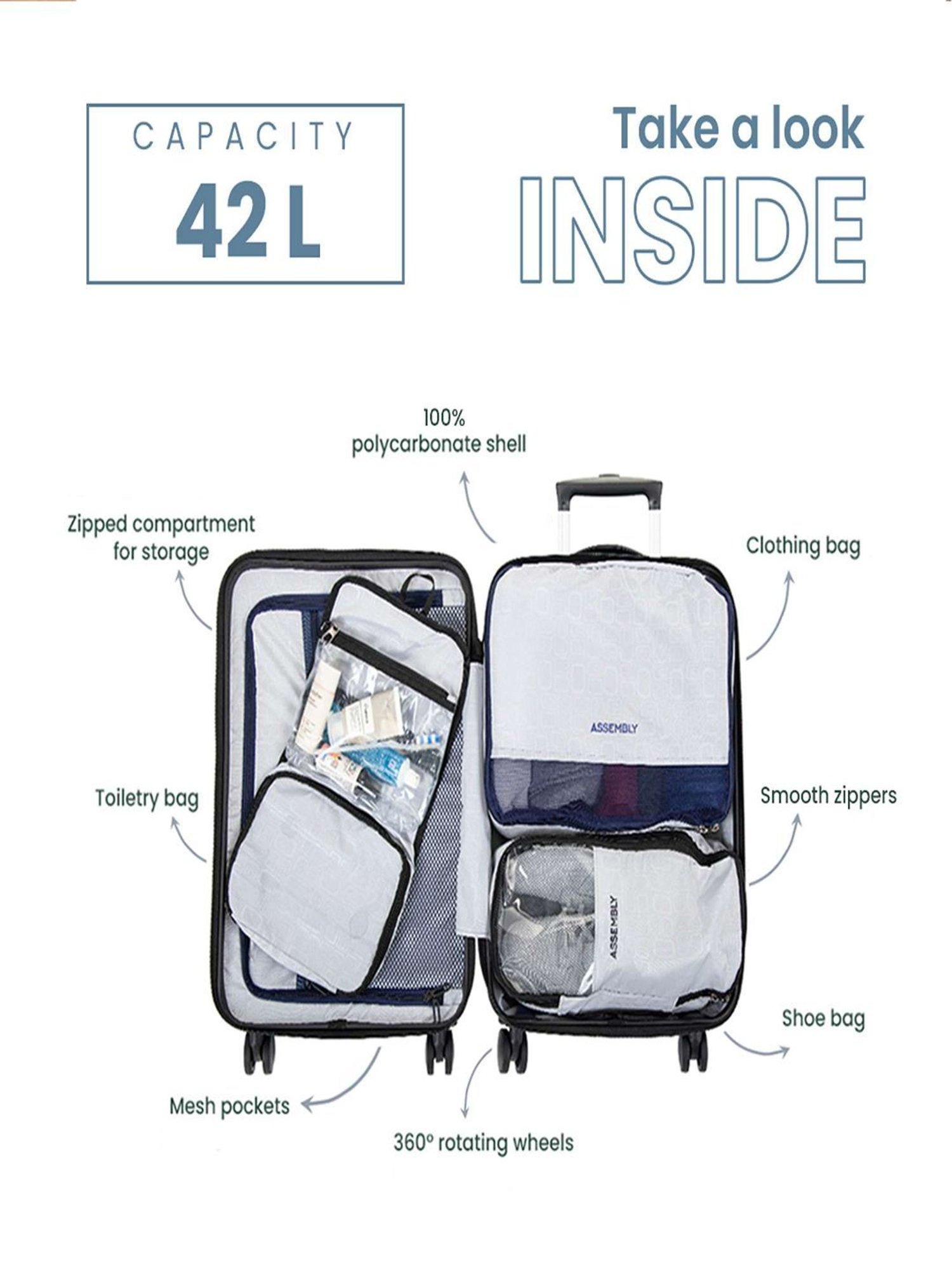 Assembly Ivory Textured Cabin Trolley Bag - 20 inch