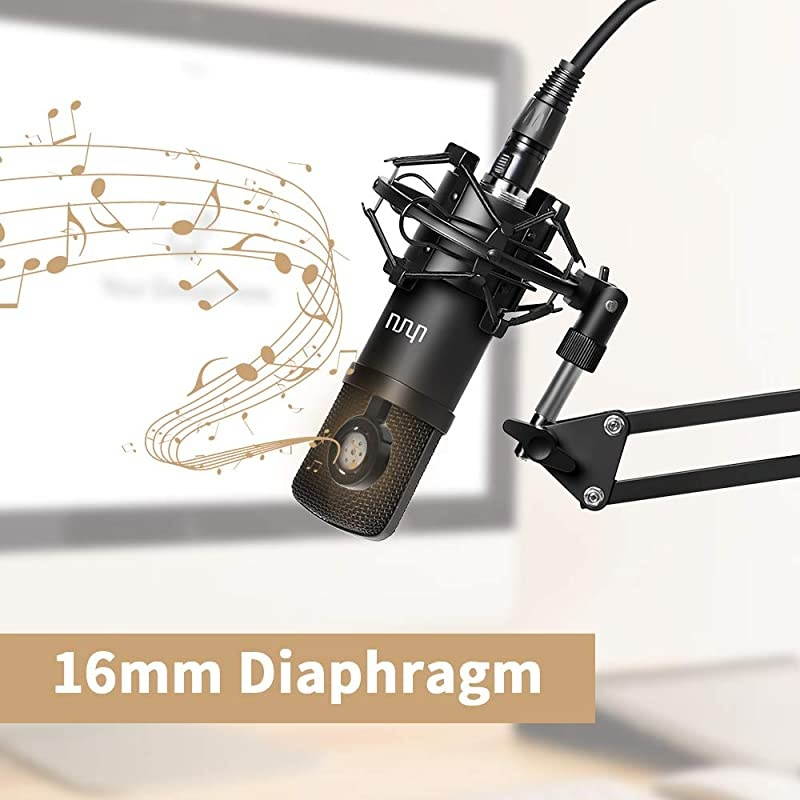 XLR Condenser Microphone,  Professional Vocal Cardioid Microphone Kit with Boom Arm, Shock Mount, Pop Filter, Windscreen and XLR Cable, for Broadcasting,Recording,Podcasting and YouTube(XM-900)