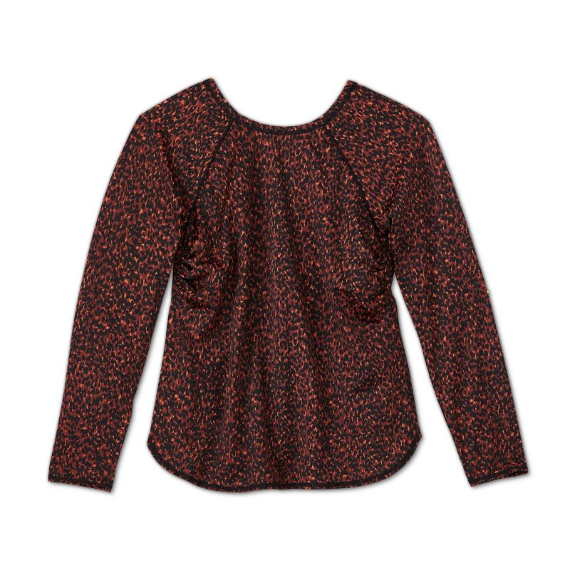 Women's Plus Size Long Sleeve Crew Neck Rash Guard - All in Motion™ Rust Animal Print 18W