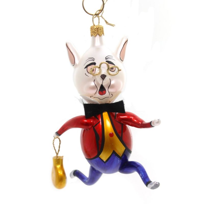 Italian Ornaments 5.0" White Rabbit With Watch Alice Wonderland Italian  -  Tree Ornaments