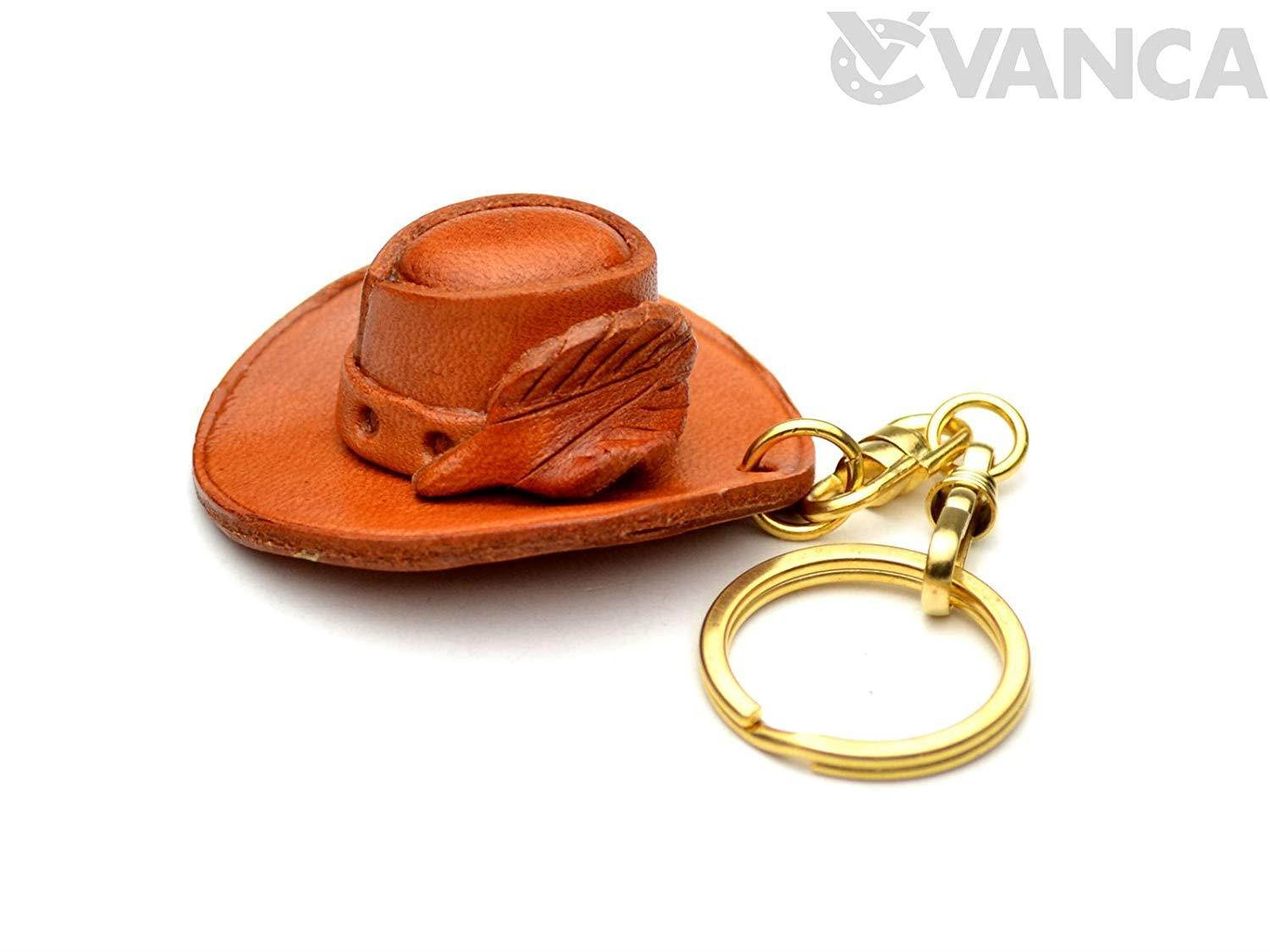 Cowboy Hat 3D Leather Keychain(L) VANCA CRAFT-Collectible Keyring Charm Pendant Made in Japan