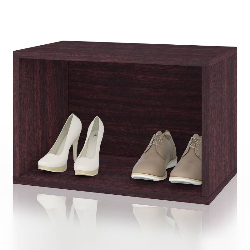 Way Basics Stackable Eco Rectangle Shelf Shoe Rack Espresso Wood Grain
