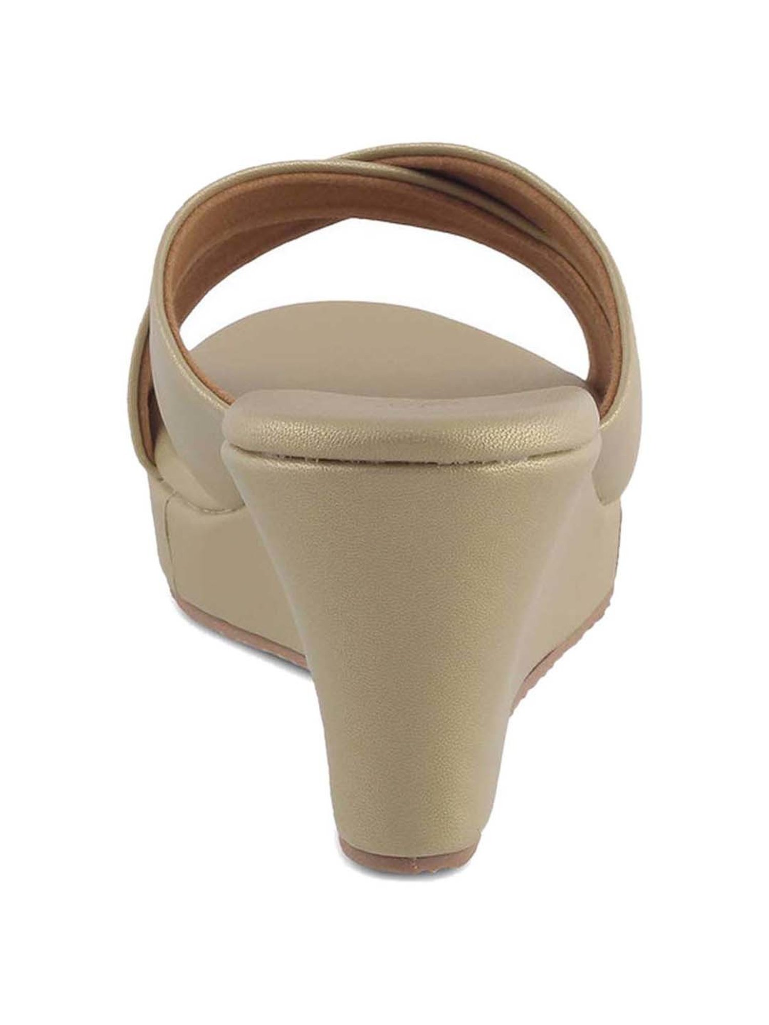Tresmode Women's Beige Cross Strap Wedges