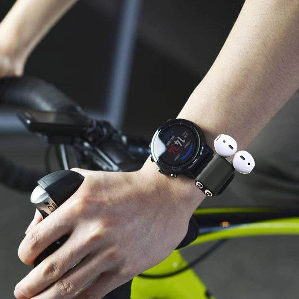 Spessn Compatible AirPods Holder,Portable Exercise Anti-Lost for Watch Band Strap Shock Resistant Silicone Holder - Dark Gray