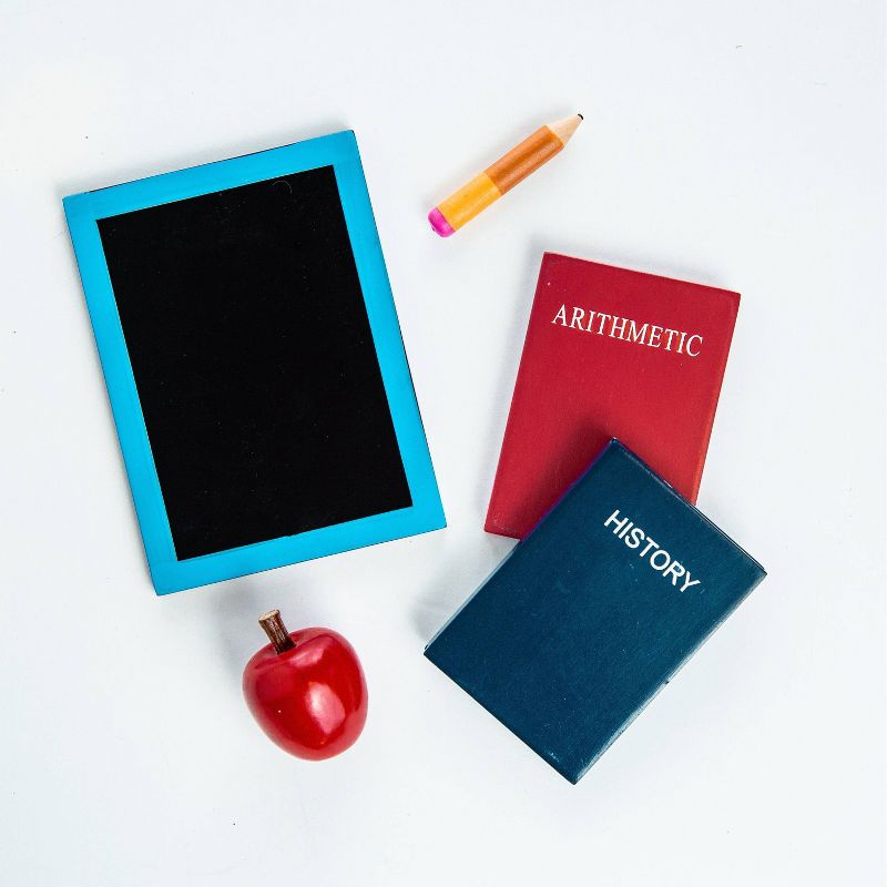 The Queen's Treasures 18 Inch Doll Accessory 6 Piece Set, 3 School Books, Apple, Pencil, Chalk Board