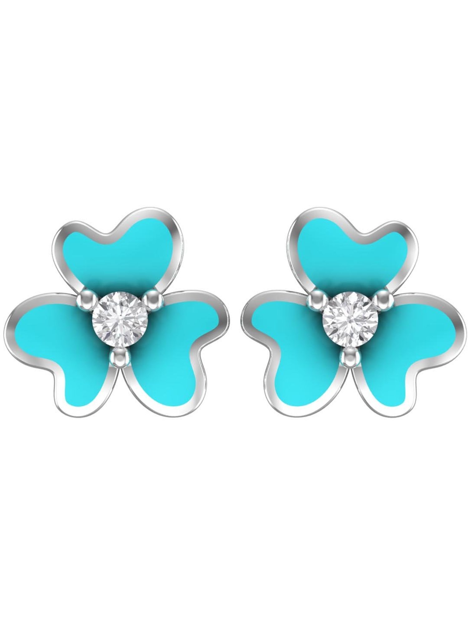 Praavy 92.5 Sterling Silver The Blue Flower Earrings for Kids