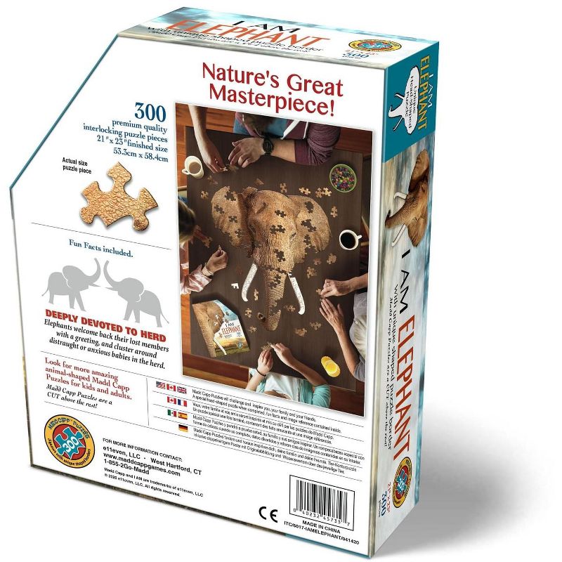 Madd Capp Games I AM Elephant 300 Piece Animal Head-Shaped Jigsaw Puzzle