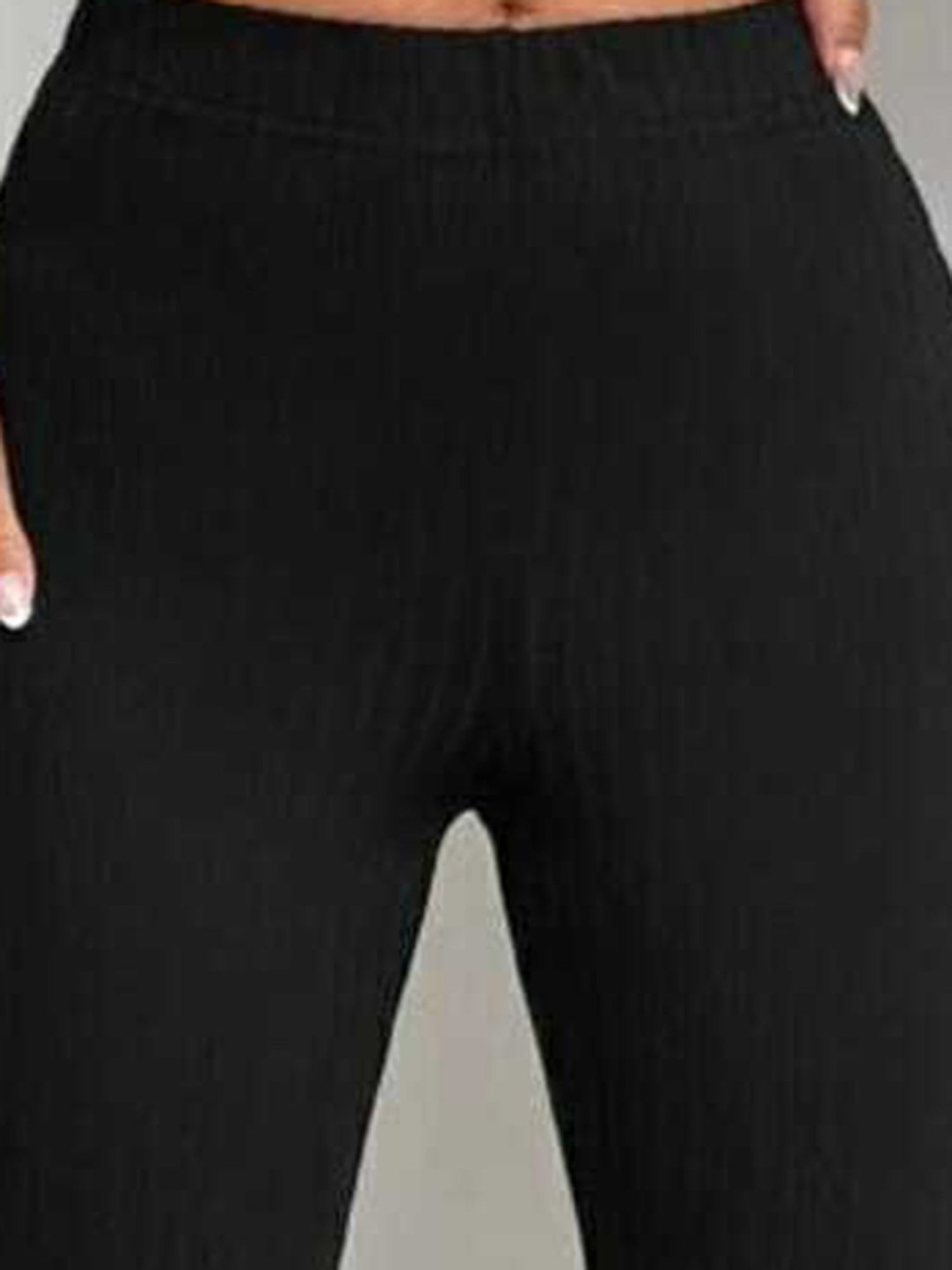 Broadstar Black Flared Fit High Rise Bootcut Trousers