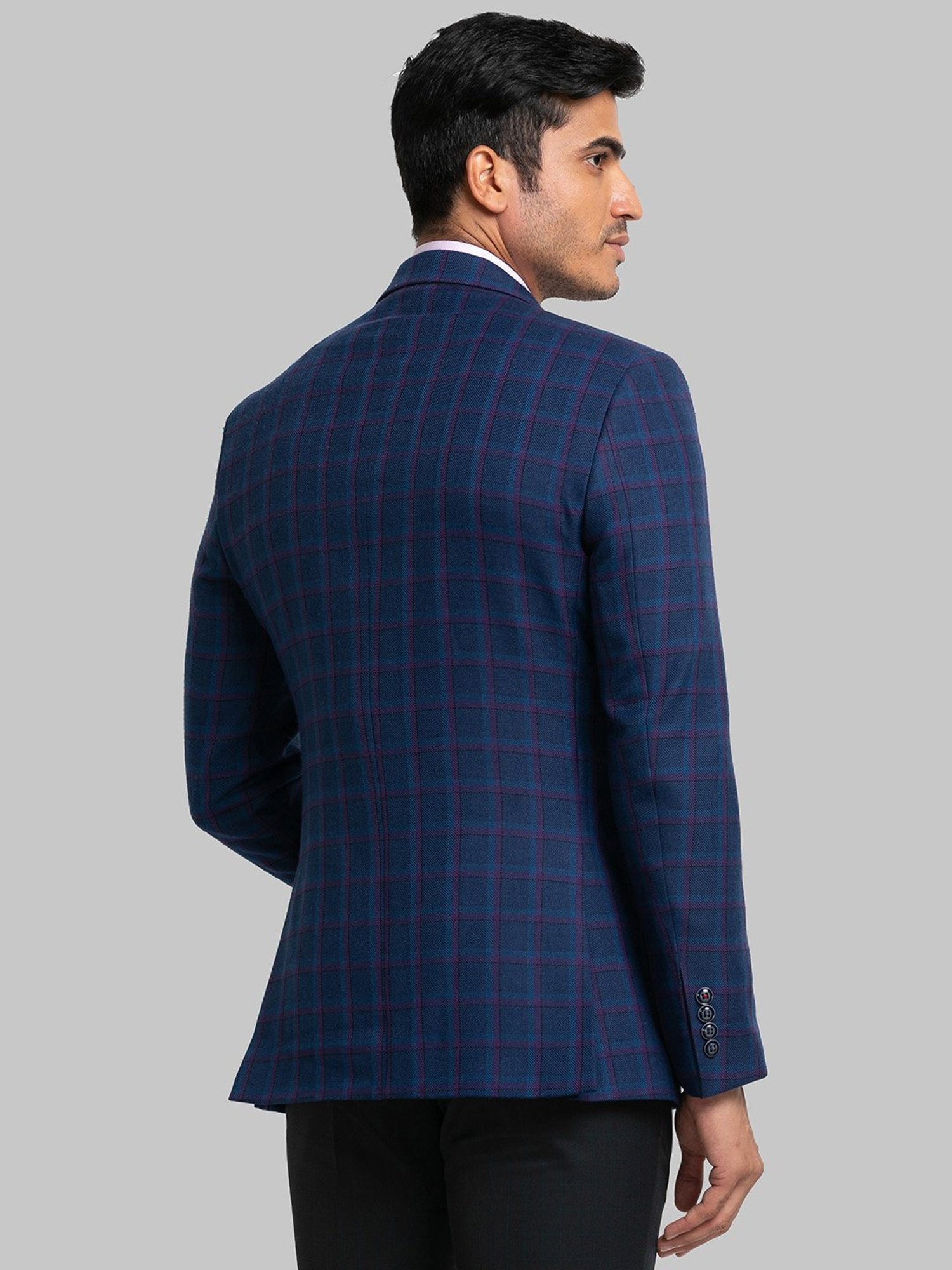 Raymond Blue Regular Fit Checks Blazer