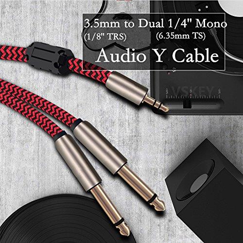 [3m 10feet] Stereo Audio 3.5mm to Dual 1/4'' Mono 6.35mm Male Plug Audio Cable for iPhone, iPod, Computer,Laptop Mixer Mixing Console Amplifier Wire Cords [Gold Plated Connector,OFC Copper Wire]