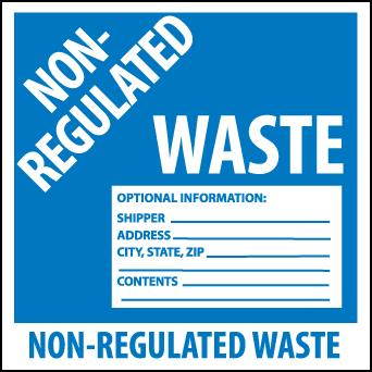 NMC HW9N-LABELS, NON-REGULATED WASTE, 6X6, PS VINYL, 25/PK (PAK OF 25)