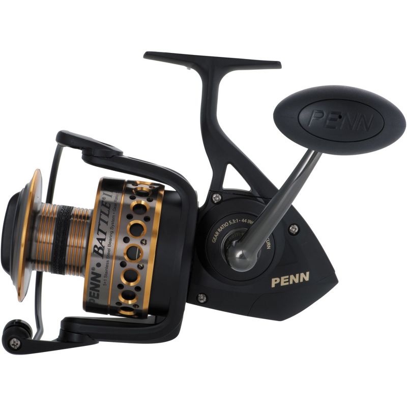 Penn BTLII8000102H Battle II HT100 Saltwater Spinning Fishing Reel and 10 Foot Aluminum Oxide Rod Combo, Bloack