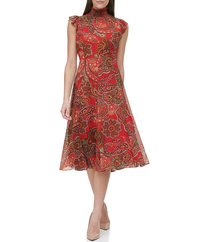 Vince Camuto Halter Bow Neck Sleeveless Midi Dress with Side Seam Pockets