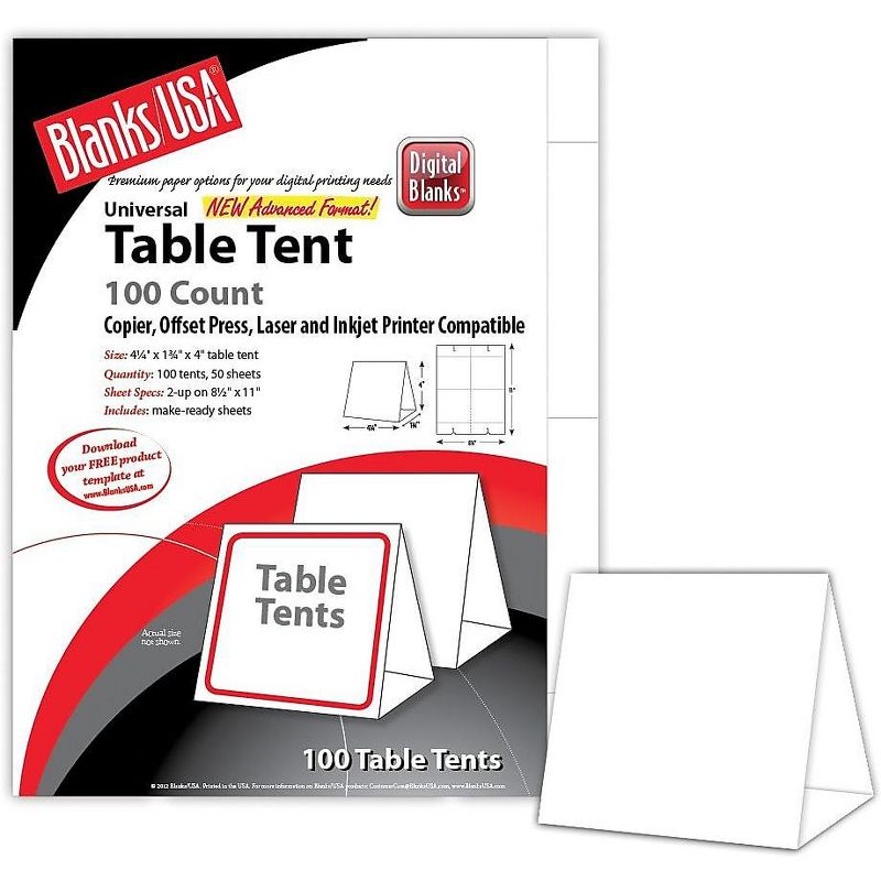 Blanke Blanks/USA 4 1/4 x 4 90 lbs. Table Tent LST205WH