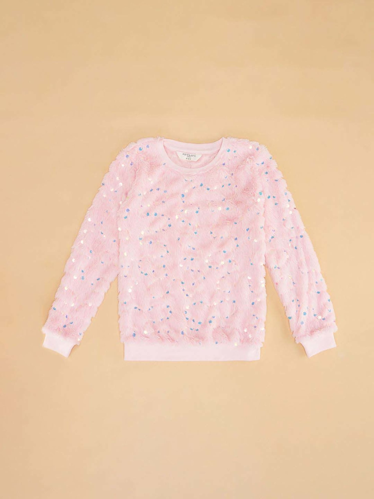 Pantaloons Junior Kids Pink Embellished Full Sleeves Sweatshirt