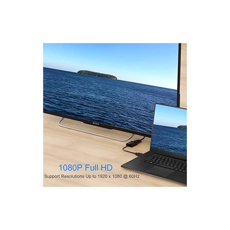 HDMI to VGA, 2 Pack,  Gold-Plated HDMI to VGA Adapter (Male to Female) for Computer, Desktop, Laptop, PC, Monitor, Projector, HDTV, Chromebook, Raspberry Pi, Roku, Xbox and More - Black