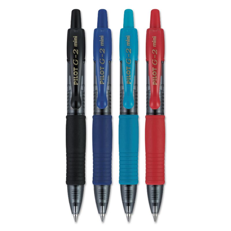 Pilot G2 Mini Retractable Gel Pen, Fine 0.7mm, Assorted Ink/Barrel, 4/Pack 31737