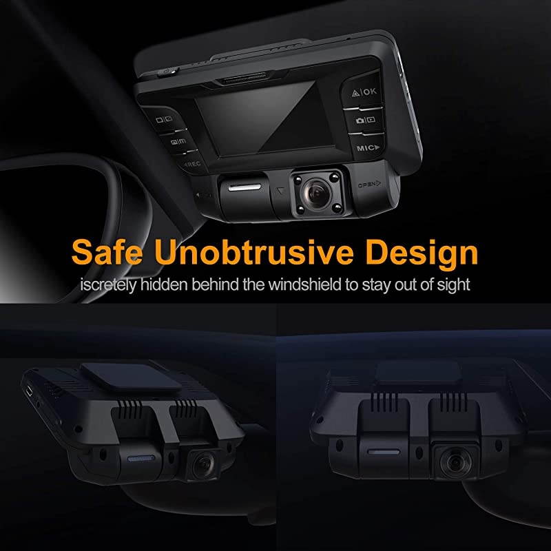 C2 Dash Cam with Infrared Night Vision Dual 1080P Front and Inside Dash Camera for Cars Truck Taxi