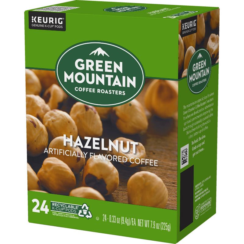 24ct Green Mountain Coffee Hazelnut Keurig K-Cup Coffee Pods Flavored Coffee Light Roast