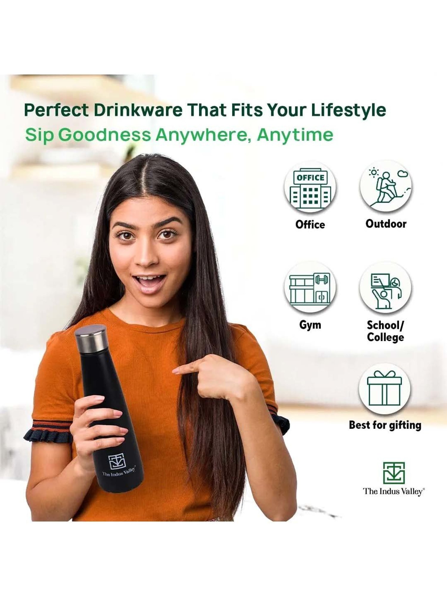 The Indus Valley Red Stainless Steel Pro-Hydro Vacuum Insulated Narrow Mouth Bottle (0.5 L)